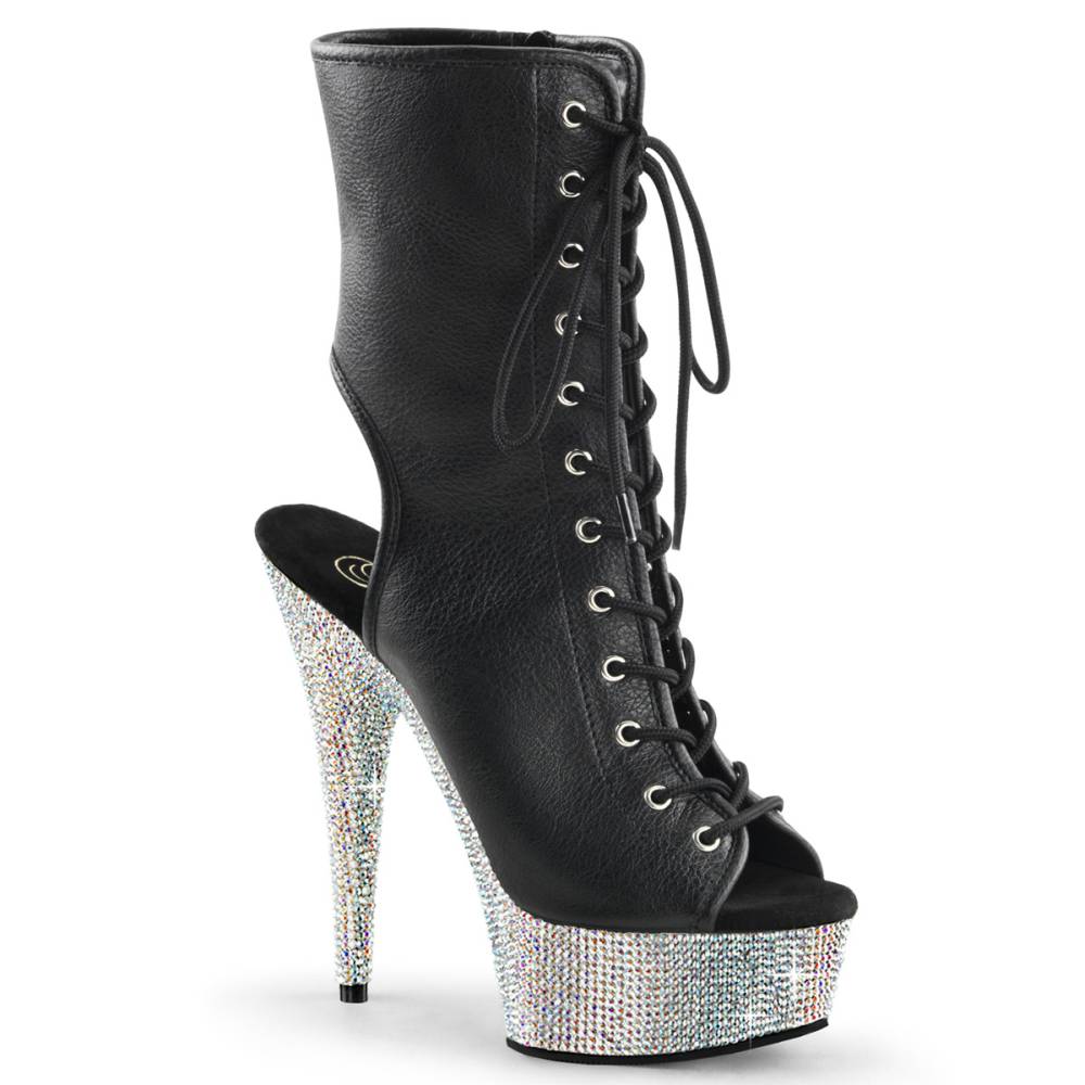 Pleaser - BEJEWELED-1016-6 Plateau Laarzen - Zwart